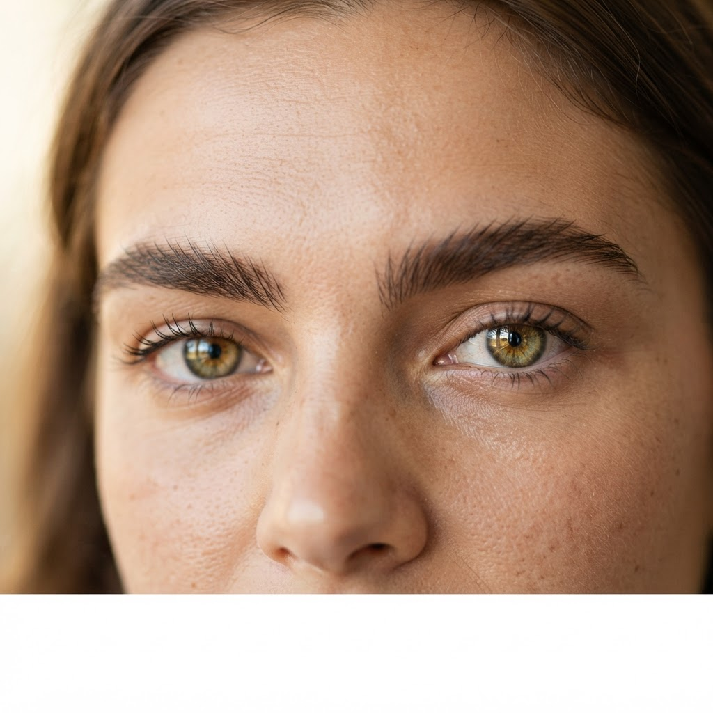 Close-up of well-shaped eyebrows and eyes